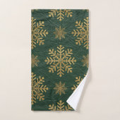 Cuir Vert Outilé avec Initiales Flocons de Neige e (Serviette à main)