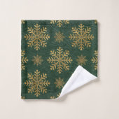 Cuir Vert Outilé avec Initiales Flocons de Neige e (Gant de toilette)