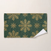 Cuir Vert Outilé avec Initiales Flocons de Neige e (Serviette à main)