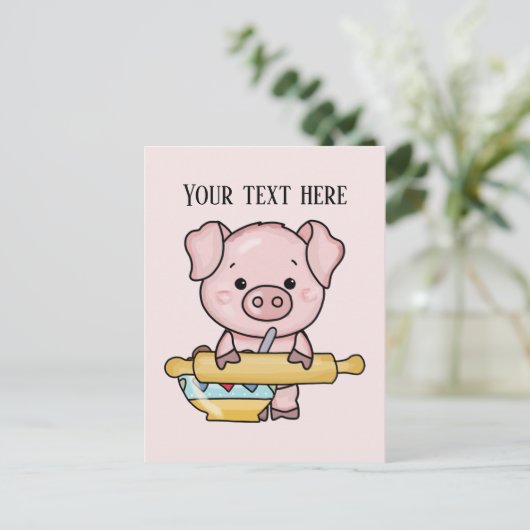 Cuire cuisson porc ajouter du texte Carte postale (Debout devant)