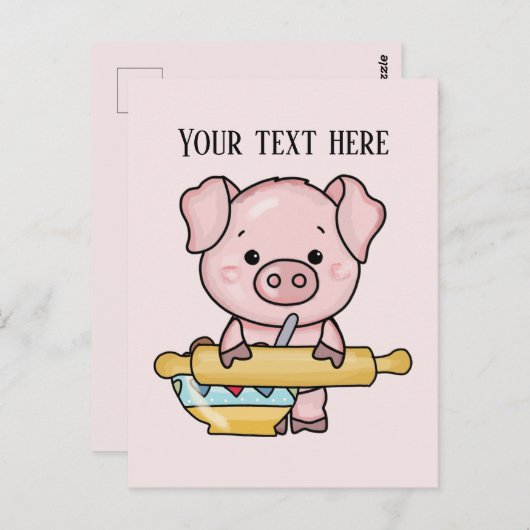 Cuire cuisson porc ajouter du texte Carte postale (Devant / Derrière)