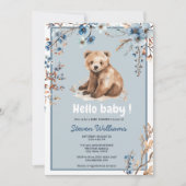 Cuire ours aquarelle garçon baby shower invitation (Devant)