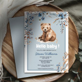 Cuire ours aquarelle garçon baby shower invitation