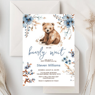 Cuire ours aquarelle garçon baby shower invitation