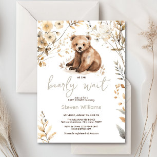 Cuire ours aquarelle garçon baby shower invitation