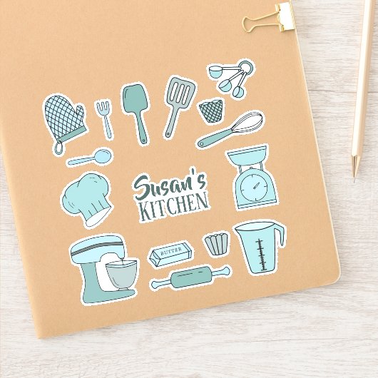 Cuire Votre Cuisine Bleu Boulangerie Sticker (Carnet)