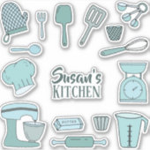Cuire Votre Cuisine Bleu Boulangerie Sticker (Devant)