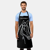 Cuisine à cheval noir et blanc tablier barbecue (Porté)
