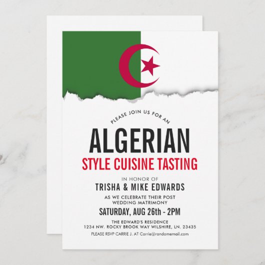 Cuisine À Thème Algérienne| Invitation du drapeau  (Devant / Derrière)
