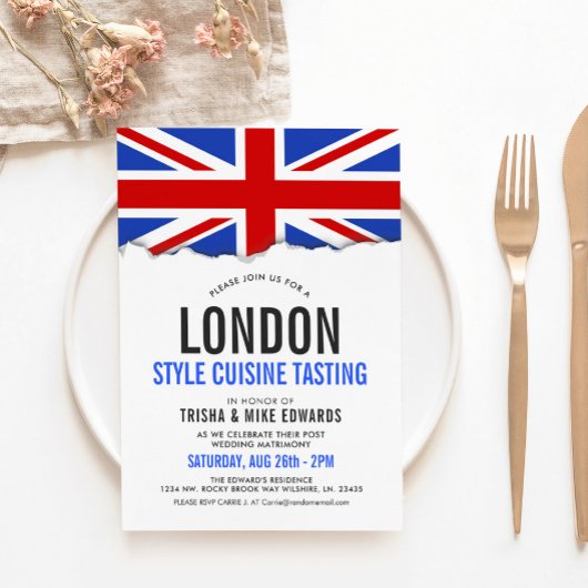 Cuisine À Thème Londres | Invitation blanc du drap