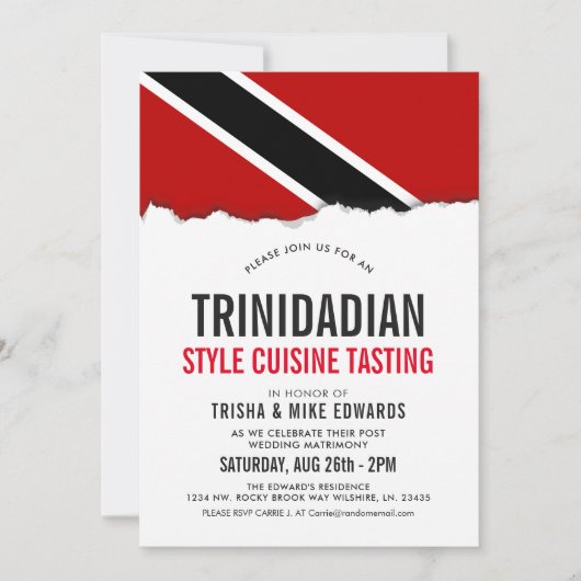 Cuisine À Thème Trini| Invitation du drapeau du pa (Devant)