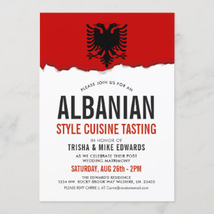 Cuisine albanaise Invitation blanc du drapeau du