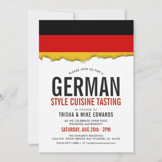 Cuisine allemande | Invitation blanc du drapeau du (Devant)