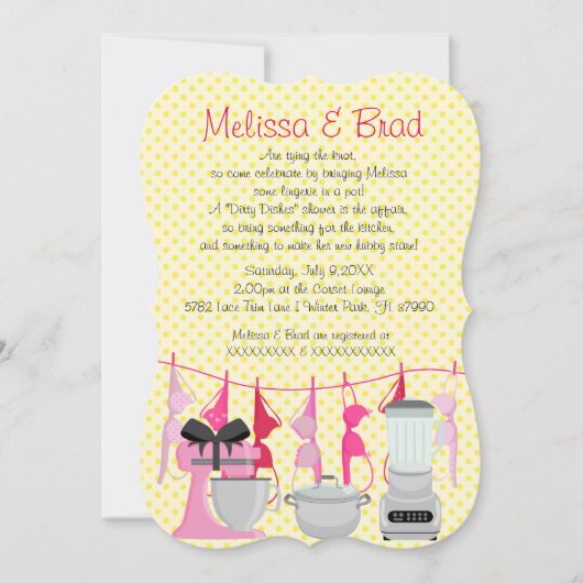 Cuisine amusante Lingerie nuptiale Invitation (Devant)