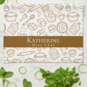 Cuisine Blanc Brown Serviettes de cuisine (Plié)