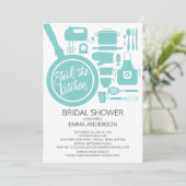 Cuisine Bleue Moderne Invitation de douche nuptial (Debout devant)