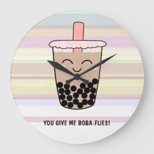Cuisine Boba Tea Milk Pun Acrylique Mur Horloge