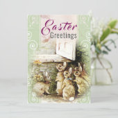 Cuisine Bunnies Vintages Pâques Salutations Carte  (Debout devant)