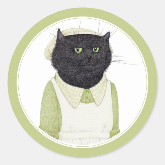 CUISINE CHAT MAID Stickers ronds petits (Devant)