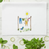 Cuisine Chat Whimsical sur une ligne de linge (Plié)