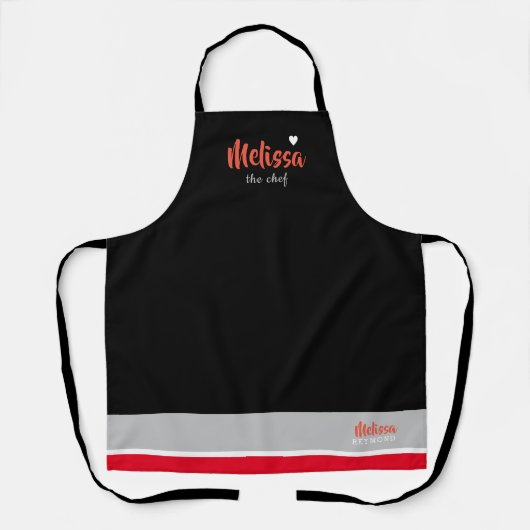 cuisine chef tablier noir avec son nom (Recto)