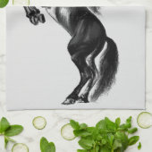Cuisine Cheval Noir Serviette Votre Nom Texte (Plié)