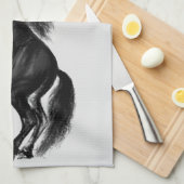 Cuisine Cheval Noir Serviette Votre Nom Texte (Quart Plié)