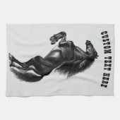 Cuisine Cheval Noir Serviette Votre Nom Texte (Horizontal)