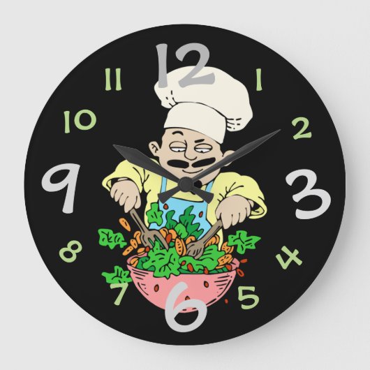 Cuisine Cuisine Mur Horloge Amusante Chef Design (Recto)