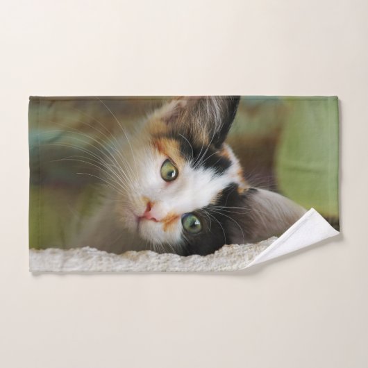 Cuisine Curieuse Chat Kitten Prying Eyes Photo Pet (Serviette à main)