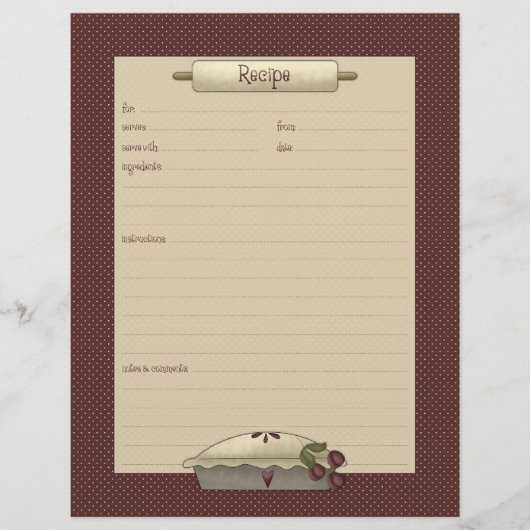 Cuisine de campagne ・ Feuilles de recettes (Devant)