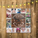 Cuisine de grand-mère en bois rustique 16 Photo Co<br><div class="desc">Bois rustique et photo collage horloge murale avec la cuisine de grand-mère et assaisonné avec la typographie d'amour.</div>