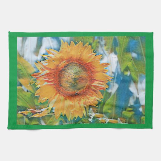 Cuisine de tournesol orange et jaune Serviettes (Horizontal)