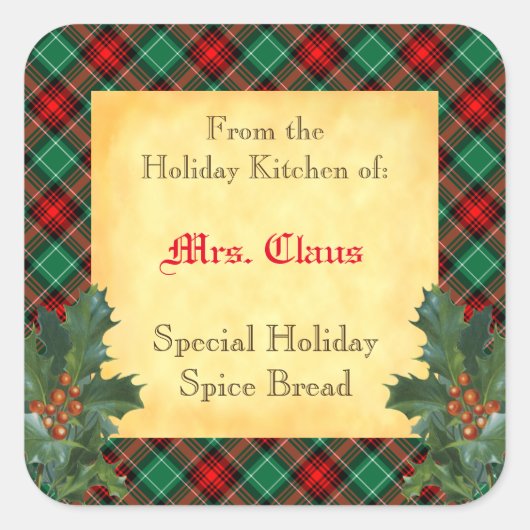 Cuisine de vacances de Holly Plaid Baking Sticker (Devant)