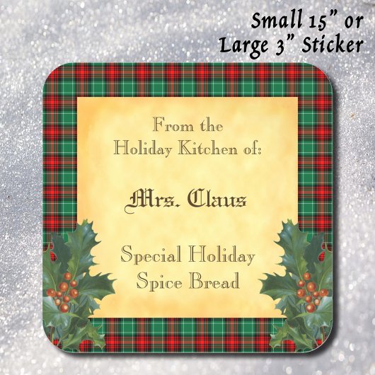 Cuisine de vacances de Holly Plaid Baking Sticker