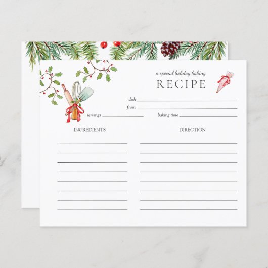 Cuisine de vacances ustensile de cuisine Carte de  (Devant / Derrière)