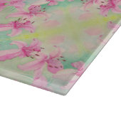Cuisine en verre Planche à découper rose Lily (Coin)
