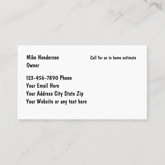 Cuisine Et Bain Retirer Carte de visite (Dos)