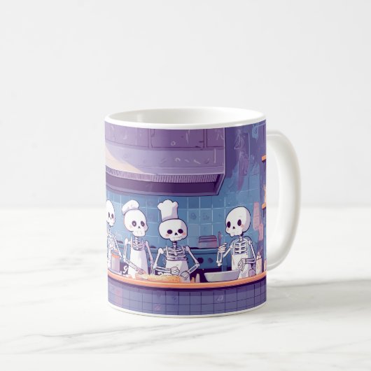 Cuisine et Éffrayante squelette Chefs Mug (Devant droit)