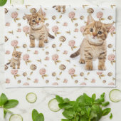 Cuisine Floral Kittens Serviette à main (Plié)