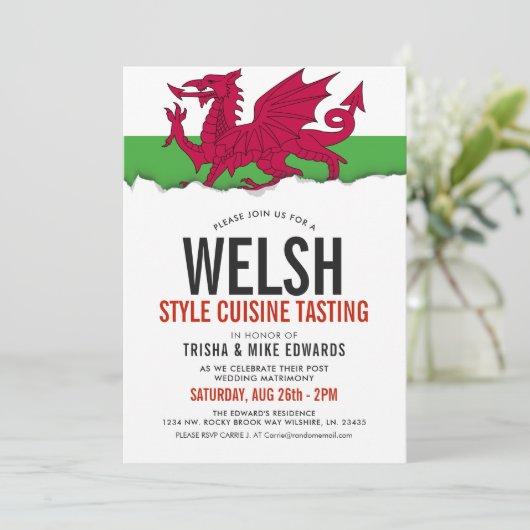 Cuisine galloise | Invitation blanc du drapeau du (Debout devant)