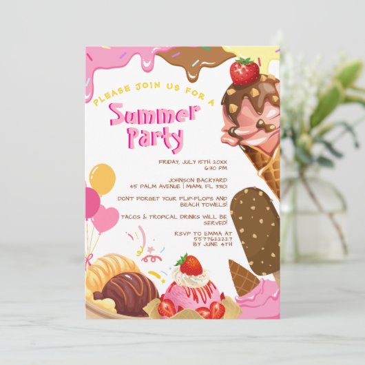 Cuisine glacée invitation fête d'été (Debout devant)