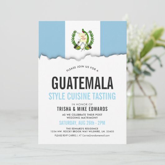 Cuisine guatémaltèque| Invitation blanc du drapeau (Debout devant)
