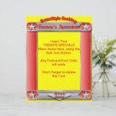 Cuisine Homestyle AUJOURD'HUI SPÉCIALS Menu Insert (Debout devant)