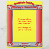 Cuisine Homestyle AUJOURD'HUI SPÉCIALS Menu Insert (Dos)