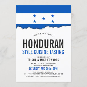 Cuisine hondurienne   Invitation blanc du drapeau 