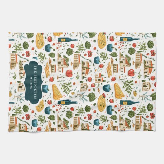 Cuisine Italienne Rustique Monogram Serviette à th (Horizontal)
