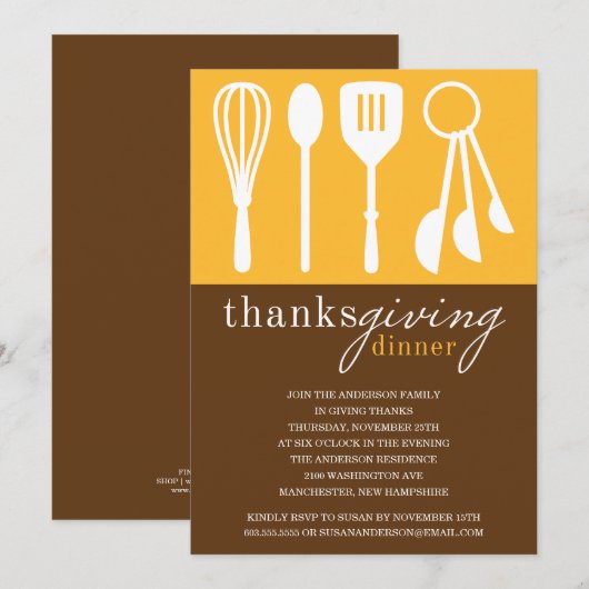 CUISINE JAUNE| MERCI DÎNER INVITATION (Devant / Derrière)