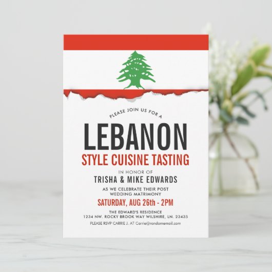 Cuisine libanaise | Invitation blanc du drapeau du (Debout devant)
