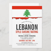 Cuisine libanaise | Invitation blanc du drapeau du (Devant / Derrière)
